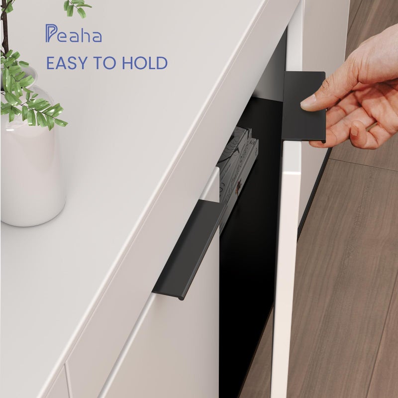 Peaha 10 Pack Kitchen Cabinet Handles 3-3/4 inch Black Pulls for Dresser Drawers Door Edge Finger Pull Aluminum Alloy Hardware - Image 2